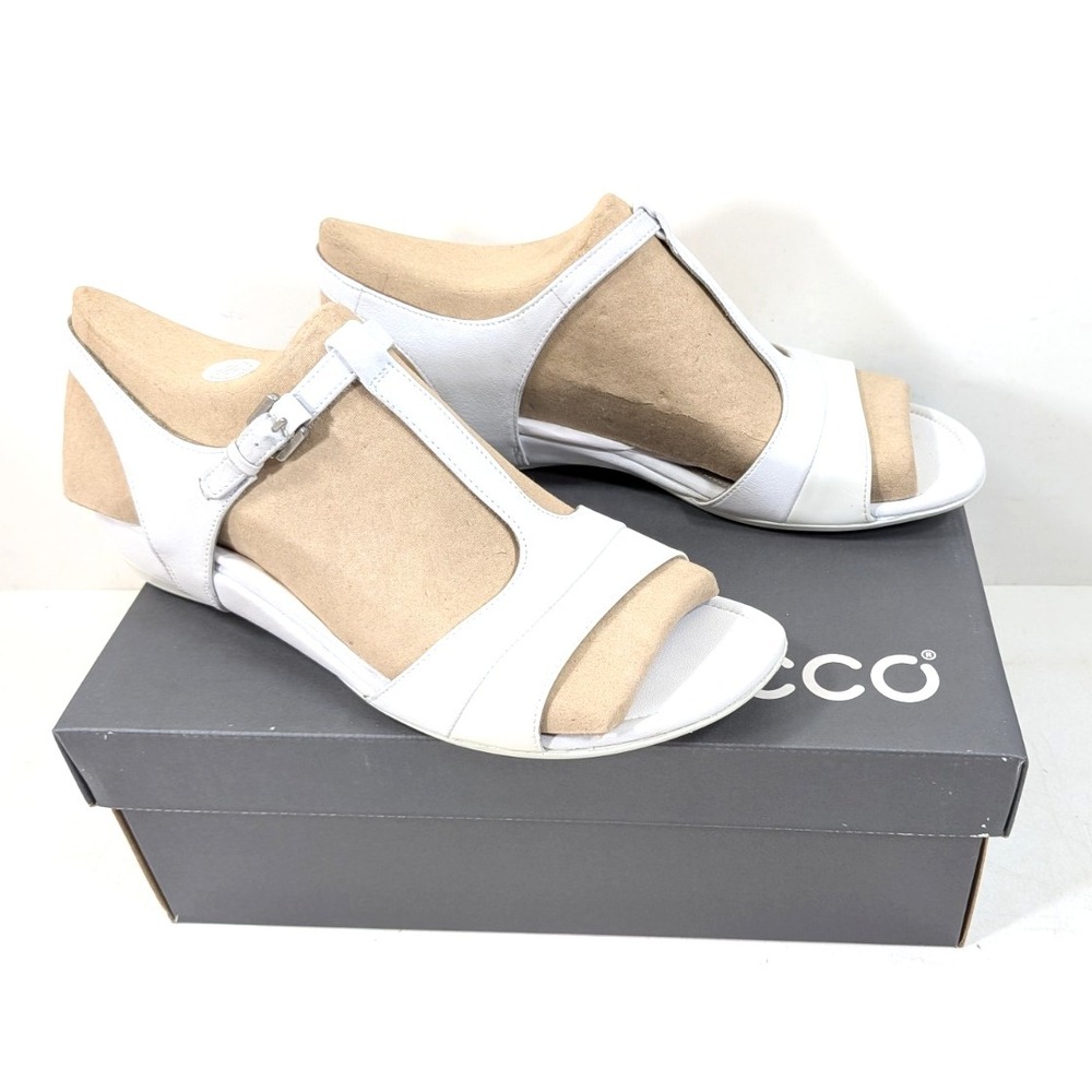 Ecco Touch 25 S Womens Size Us 10-10.5 Eu 41‎ White Blanc Leather Wedge